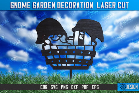 Gnome Garden Decoration Bundle | Garden Stakes | Lawn Stakes | Plant Stakes | CNC Files SVG Fly Design 