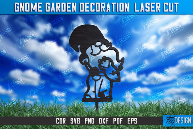 Gnome Garden Decoration | Garden Stake | Lawn Stake | Plant Stakes | CNC File SVG Fly Design 