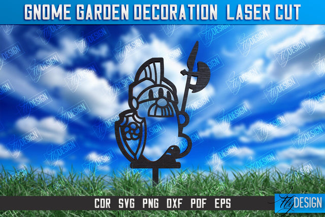 Gnome Garden Decoration | Garden Stake | Lawn Stake | Plant Stakes | CNC File SVG Fly Design 
