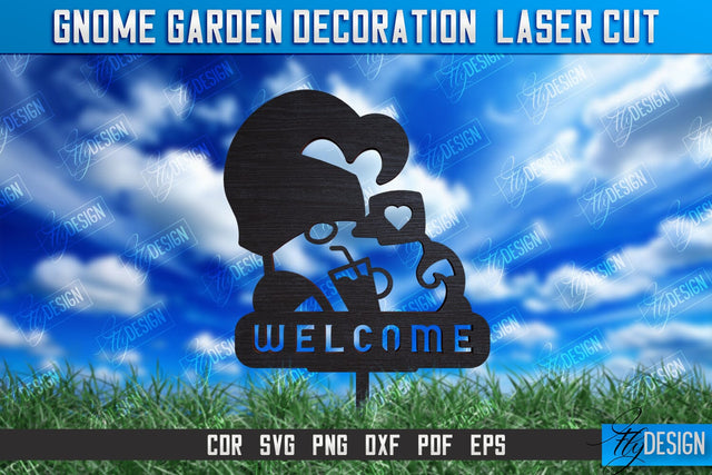 Gnome Garden Decoration | Garden Stake | Lawn Stake | Plant Stakes | CNC File SVG Fly Design 