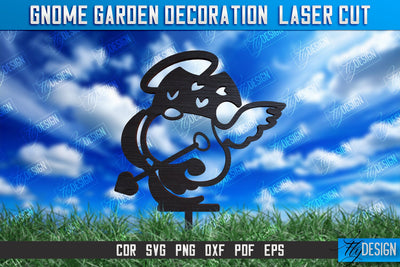 Gnome Garden Decoration | Garden Stake | Lawn Stake | Plant Stakes | CNC File SVG Fly Design 