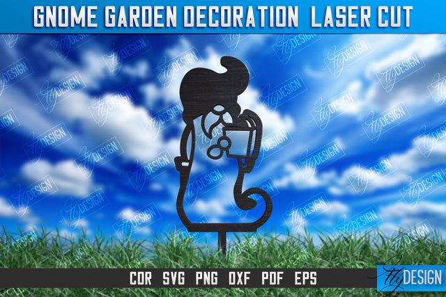 Gnome Garden Decoration | Garden Stake | Lawn Stake | Plant Stakes | CNC File SVG Fly Design 
