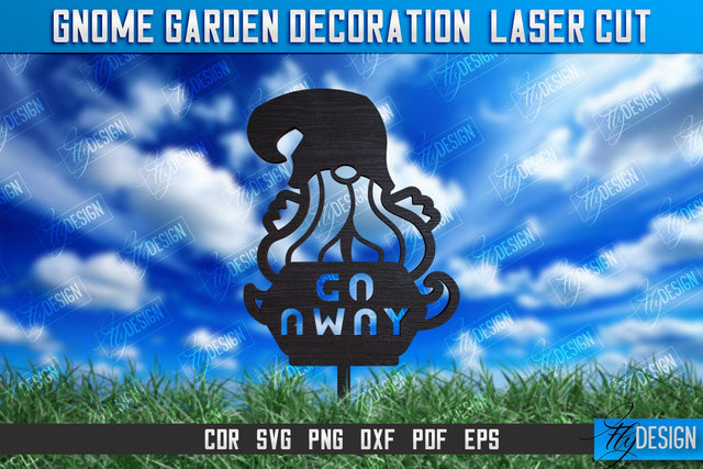 Gnome Garden Decoration | Garden Stake | Lawn Stake | Plant Stakes | CNC File SVG Fly Design 