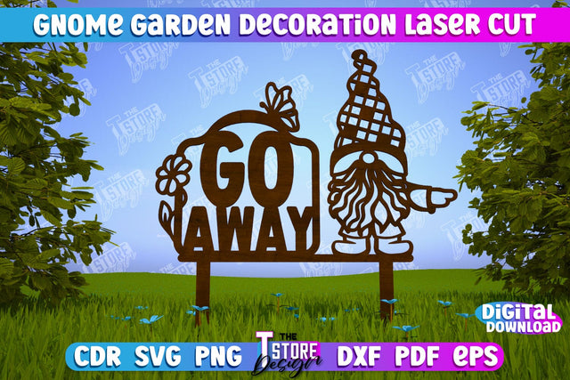 Gnome Garden Decoration | Garden Stake | Lawn Stake | Plant Stakes | CNC File SVG The T Store Design 