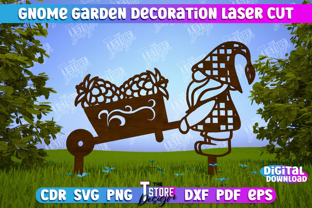 Gnome Garden Decoration | Garden Stake | Lawn Stake | Plant Stakes | CNC File SVG The T Store Design 