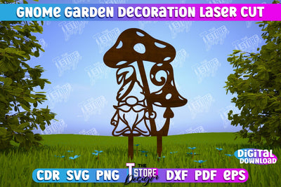 Gnome Garden Decoration | Garden Stake | Lawn Stake | Plant Stakes | CNC File SVG The T Store Design 