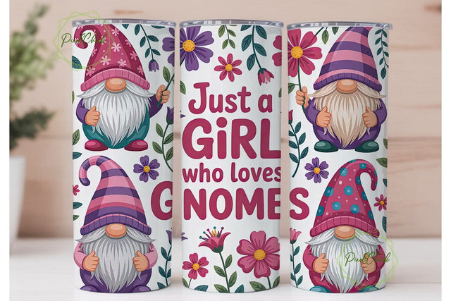 Gnome Girl 20oz Tumbler Design Sublimation PixelChick 
