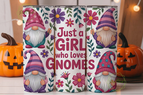 Gnome Girl 20oz Tumbler Design Sublimation PixelChick 