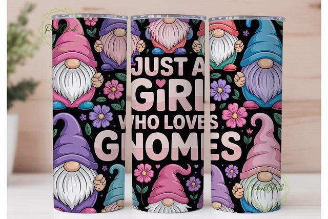 Gnome Girl 20oz Tumbler Design Sublimation PixelChick 