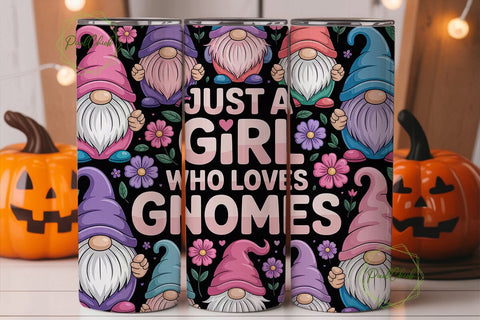 Gnome Girl 20oz Tumbler Design Sublimation PixelChick 
