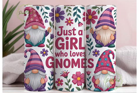 Gnome Girl 20oz Tumbler Design Sublimation PixelChick 