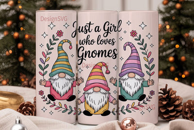 Gnome Girl 20oz Tumbler Wrap Sublimation DesignSVG 