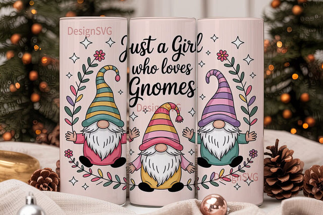 Gnome Girl 20oz Tumbler Wrap Sublimation DesignSVG 
