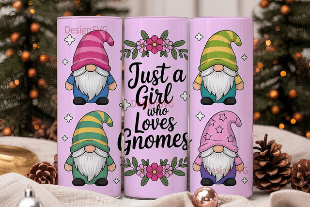 Gnome Girl 20oz Tumbler Wrap Sublimation DesignSVG 