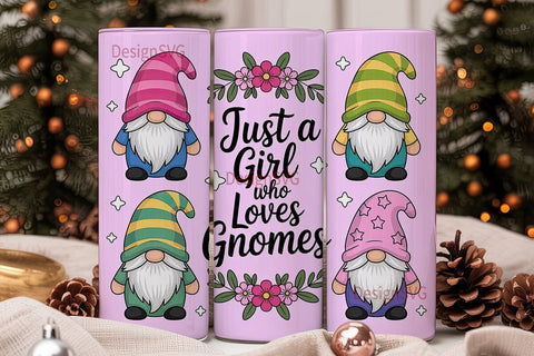 Gnome Girl 20oz Tumbler Wrap Sublimation DesignSVG 