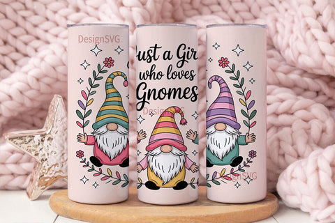 Gnome Girl 20oz Tumbler Wrap Sublimation DesignSVG 