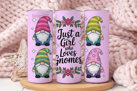 Gnome Girl 20oz Tumbler Wrap Sublimation DesignSVG 