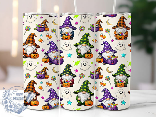 Gnome Halloween 20oz Tumbler, Halloween Gnomes, Spooky Design, 20oz Wrap, Festive Pattern, Whimsical Style, Sublimation Tumbler, Autumn Vibes Sublimation ToriDesigns 