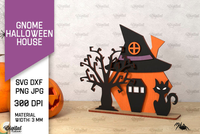 Gnome Halloween House Laser Cut. Spooky Halloween Decor SVG SVG Evgenyia Guschina 