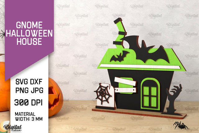 Gnome Halloween House Laser Cut. Spooky Halloween Decor SVG SVG Evgenyia Guschina 