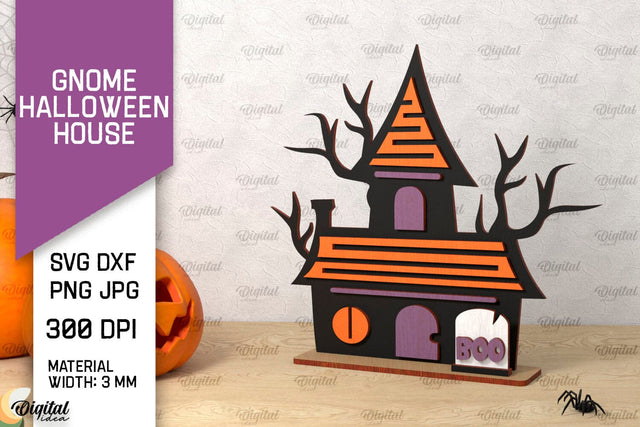 Gnome Halloween House Laser Cut. Spooky Halloween Decor SVG SVG Evgenyia Guschina 