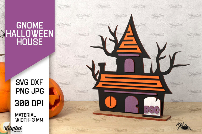 Gnome Halloween House Laser Cut. Spooky Halloween Decor SVG SVG Evgenyia Guschina 