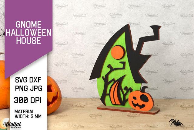 Gnome Halloween House Laser Cut. Spooky Halloween Decor SVG SVG Evgenyia Guschina 
