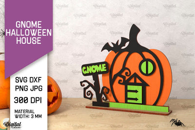 Gnome Halloween House Laser Cut. Spooky Halloween Decor SVG SVG Evgenyia Guschina 