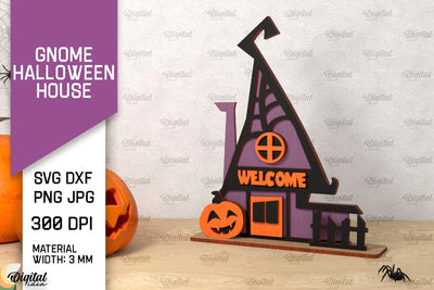 Gnome Halloween House Laser Cut. Spooky Halloween Decor SVG SVG Evgenyia Guschina 