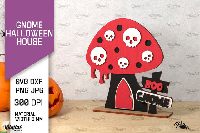 Gnome Halloween House Laser Cut. Spooky Halloween Decor SVG SVG Evgenyia Guschina 