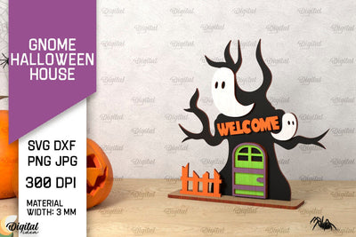 Gnome Halloween House Laser Cut. Spooky Halloween Decor SVG SVG Evgenyia Guschina 