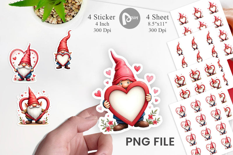 Gnome Holding Heart Sticker Sublimation artnoy 