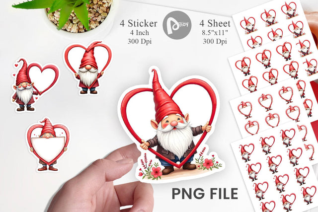 Gnome Holding Heart Sticker Sublimation artnoy 