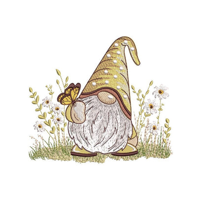 Gnome in Flowers Embroidery Design, 3 sizes, Instant Download Embroidery/Applique DESIGNS Nino Nadaraia 