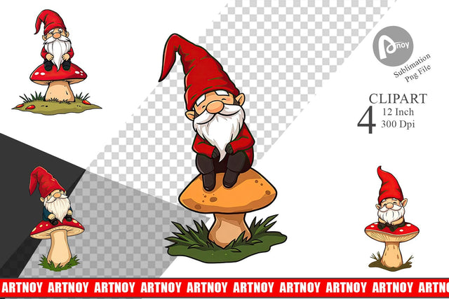Gnome in the Forest Clipart Sublimation artnoy 