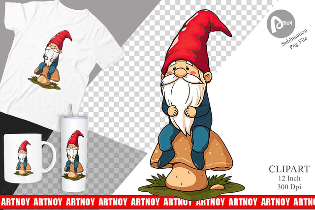 Gnome in the Forest Clipart Sublimation artnoy 