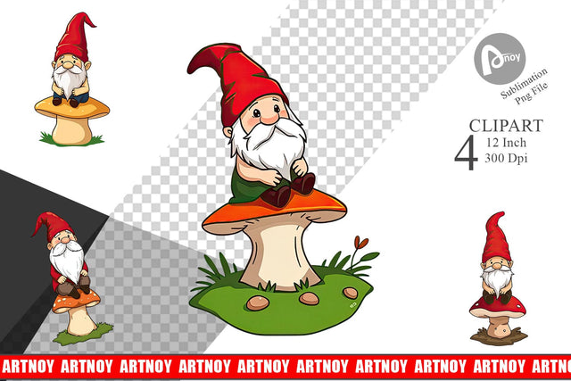 Gnome in the Forest Clipart Sublimation artnoy 