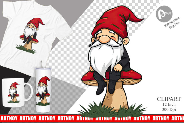 Gnome in the Forest Clipart Sublimation artnoy 