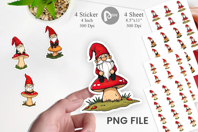 Gnome in the Forest Sticker Sublimation artnoy 