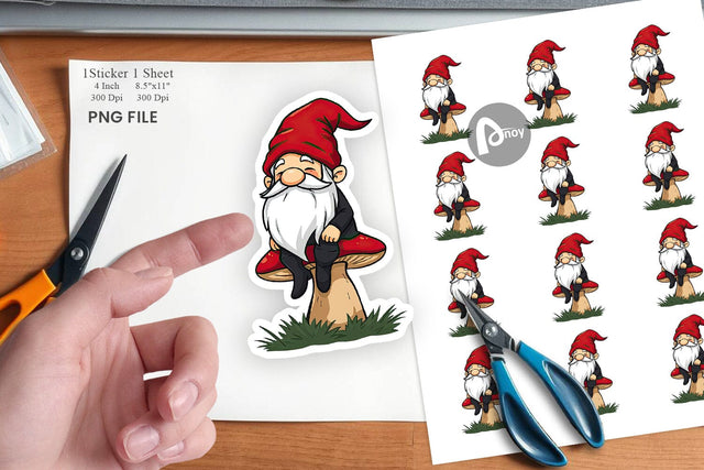 Gnome in the Forest Sticker Sublimation artnoy 