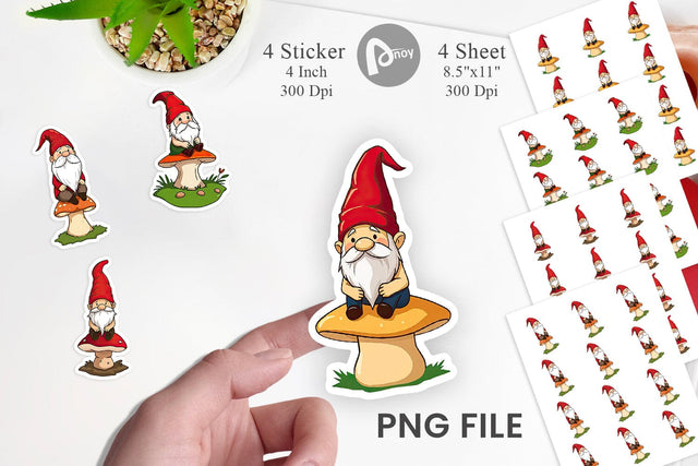 Gnome in the Forest Sticker Sublimation artnoy 