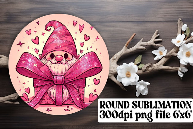 Gnome-Inspired Valentines Sublimation Art: Circle Collection, Keychain, Coaster Sublimation afrosvg 