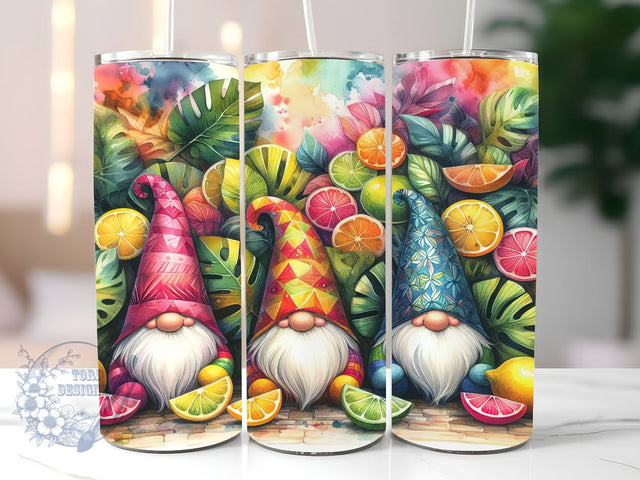 Gnome Lemon 20oz Skinny Tumbler, Summer Beach Gnomes Tumbler Png, Straight & Tapered Tumbler Wrap, Instant Digital Download Sublimation ToriDesigns 