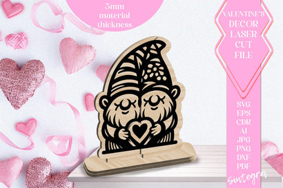 Gnome Love Valentine Ornament Laser Cut SVG v1 SVG Sintegra 