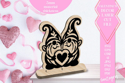 Gnome Love Valentine Ornament Laser Cut SVG v3 SVG Sintegra 