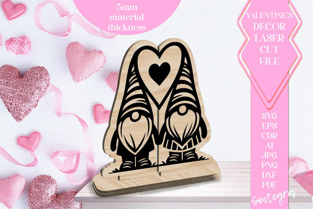 Gnome Love Valentine Ornament Laser Cut SVG v4 SVG Sintegra 