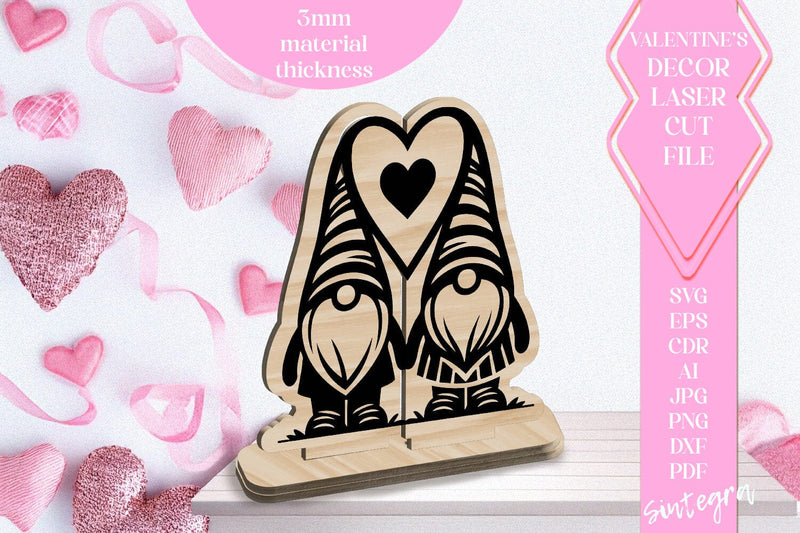 Gnome Love Valentine Ornament Laser Cut SVG v4 SVG Sintegra 