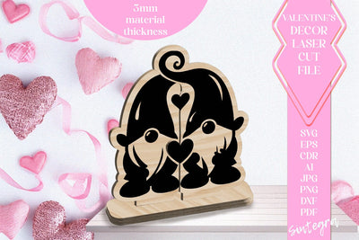 Gnome Love Valentine Ornament Laser Cut SVG v5 SVG Sintegra 