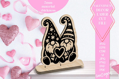 Gnome Love Valentine Ornament Laser Cut SVG v6 SVG Sintegra 
