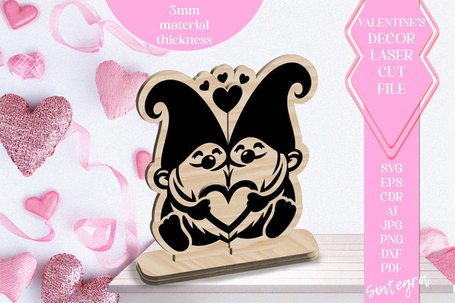 Gnome Love Valentine Ornament Laser Cut SVG v7 SVG Sintegra 